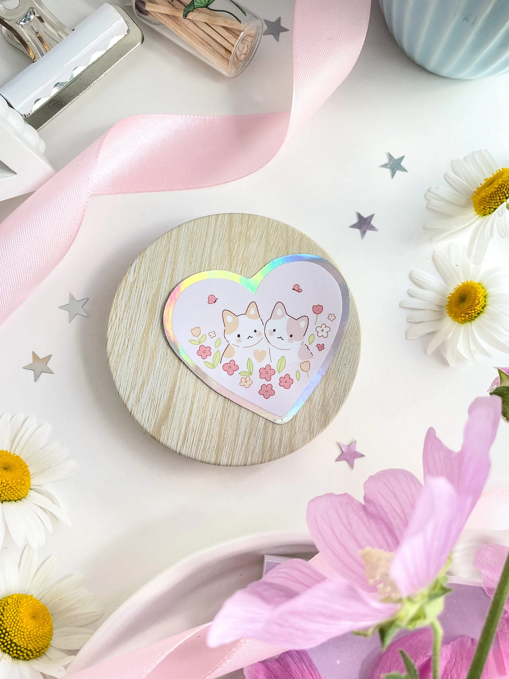 Голографический стикер 6 см. "Котята и детальки" Lavkot — изображение 3