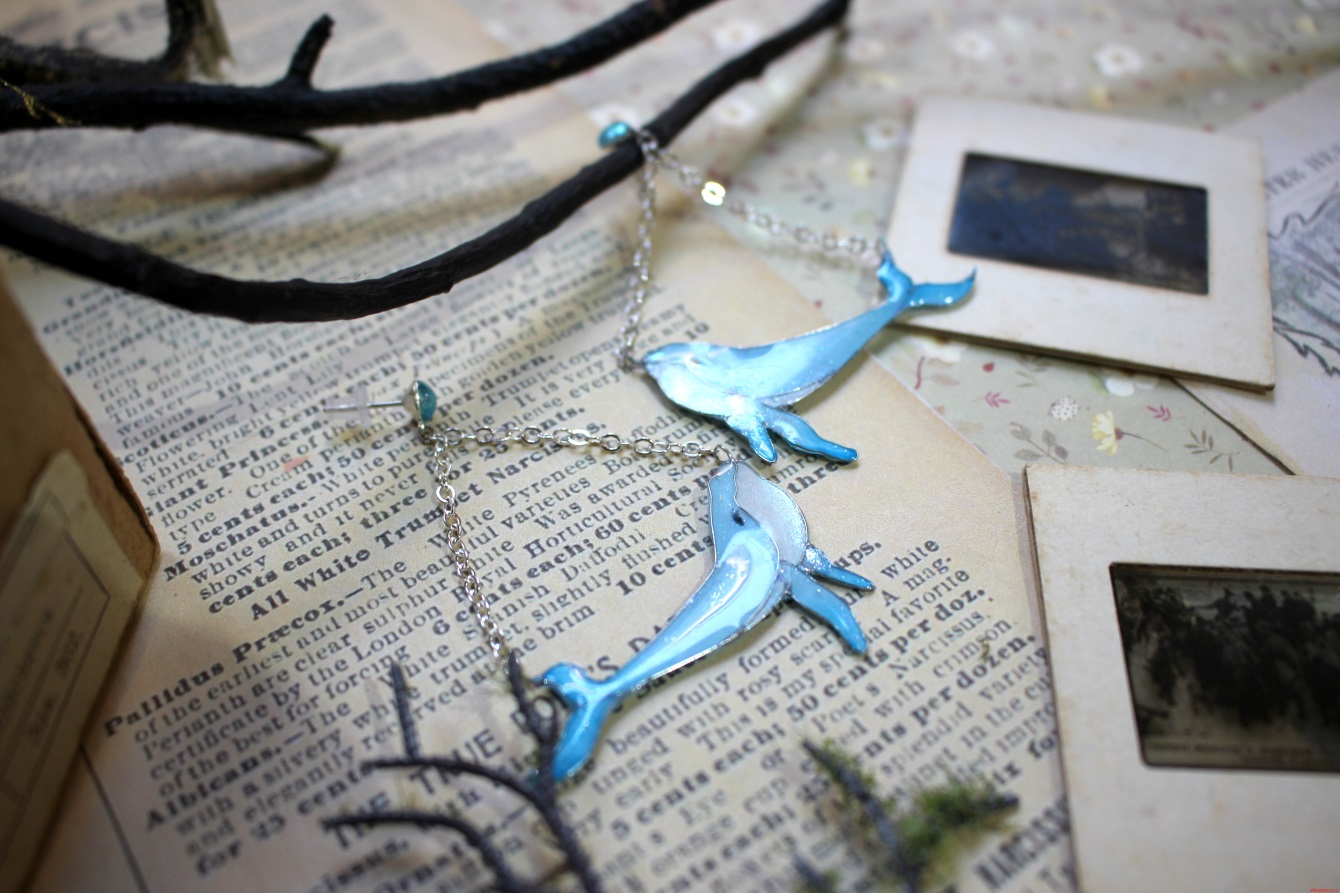 Серьги «Киты» в технике витраль — изображение 4