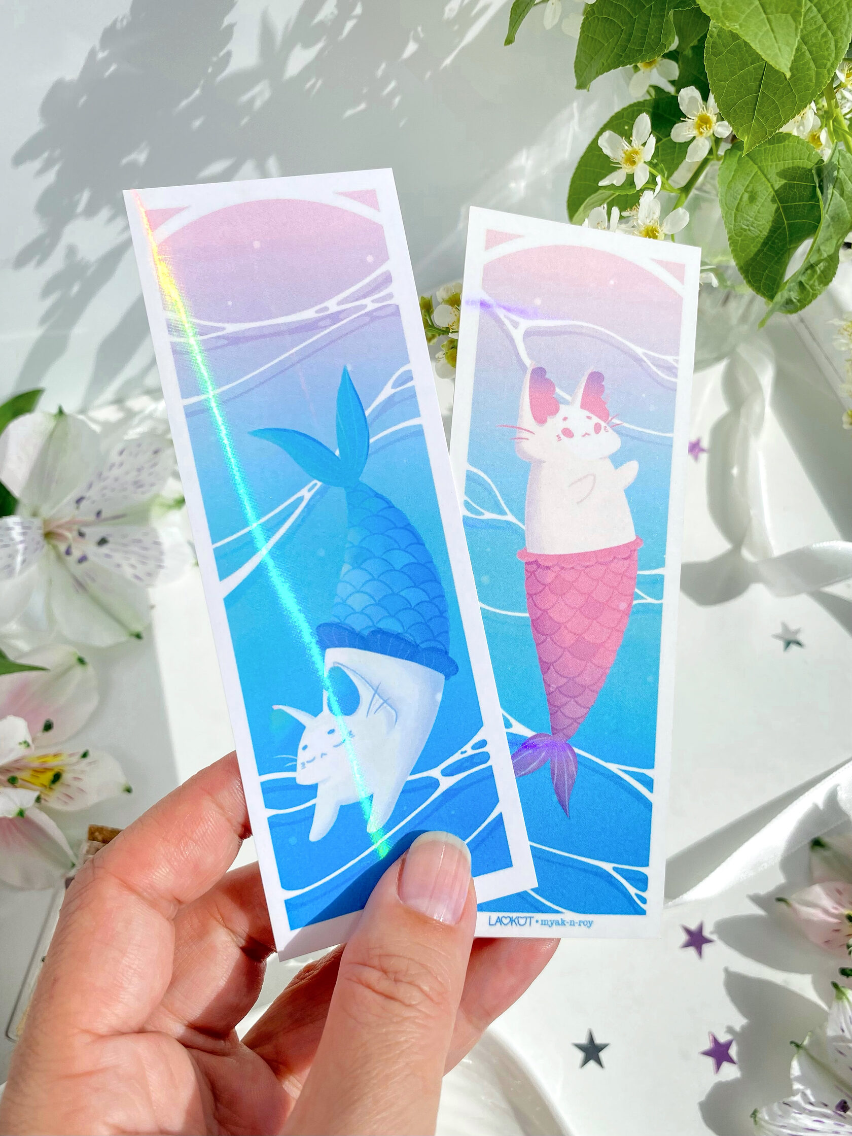 Закладки 2 шт. "MEOWMAID" (голографические) Lavkot — изображение 2